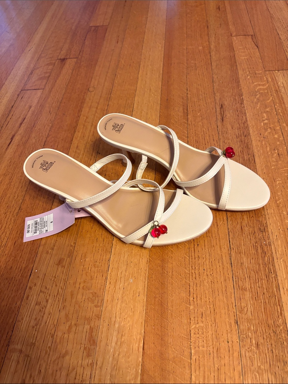 wild fable Cream Slide Heels with Red Cherry Charms